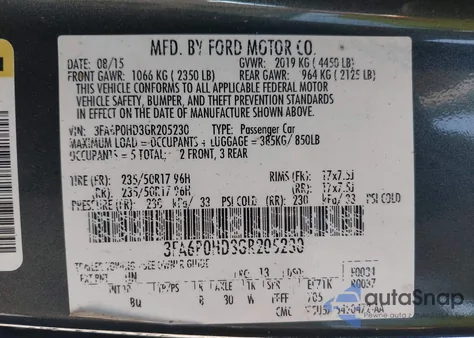 2016 Ford Fusion Se z USA, uszkodzony, nr VIN 3FA6P0HD3GR205230